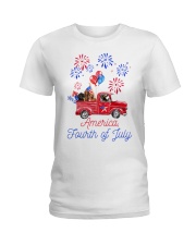 Dachshund American Truck Fourth of July Ladies T-Shirt tile