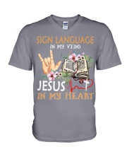 SIGN LANGUAGE V-Neck T-Shirt tile