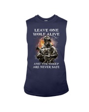 Veteran Leave one wolf alive Sleeveless Tee tile