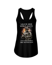 Veteran Leave one wolf alive Ladies Flowy Tank tile