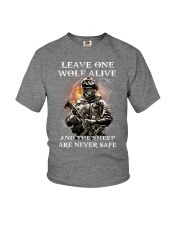 Veteran Leave one wolf alive Youth T-Shirt tile