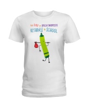 Speech Therapists Crayon Green Pea Ladies T-Shirt tile