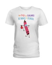 Teacher Crayon Mask Red Ladies T-Shirt tile