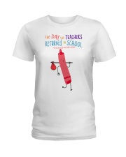 Teacher Crayon Pink Ladies T-Shirt tile