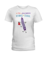 Speech Therapists Crayon Purple Ladies T-Shirt tile