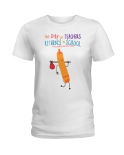 Teacher Crayon Orange Ladies T-Shirt tile
