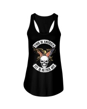 This is America Fit in or f'ck off Ladies Flowy Tank tile
