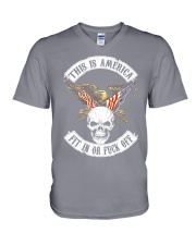 This is America Fit in or f'ck off V-Neck T-Shirt tile