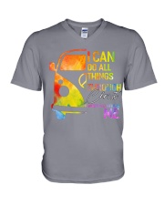 Camper I can do all things V-Neck T-Shirt tile