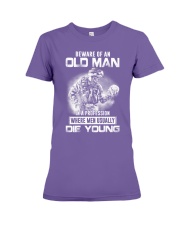 Beware of an old man Premium Fit Ladies Tee tile