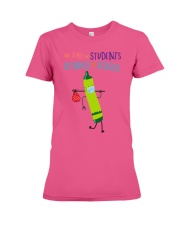 Students Crayon Mask Green Pea Premium Fit Ladies Tee tile