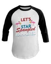 Flamingo Let's get star spangled Baseball Tee tile