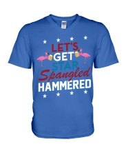 Flamingo Let's get star spangled V-Neck T-Shirt tile