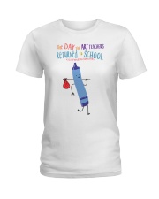Art Teacher Crayon Blue Ladies T-Shirt tile