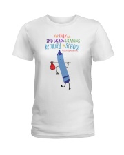 2nd Grade Crayon Blue Ladies T-Shirt tile