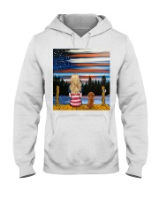 Girl and Dachshund sitting at dock Hooded Sweatshirt tile