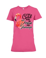 Flamingo and Jesus Premium Fit Ladies Tee tile
