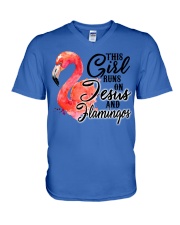 Flamingo and Jesus V-Neck T-Shirt tile