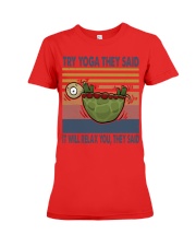 Turtle Yoga upside down Premium Fit Ladies Tee tile