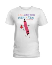 Geography Teacher Crayon Red Ladies T-Shirt tile