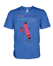 Geography Teacher Crayon Red V-Neck T-Shirt tile