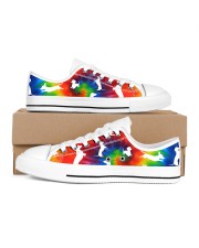 Dachshund Tie Dye Men's Low Top White Shoes inside-right-outside-right