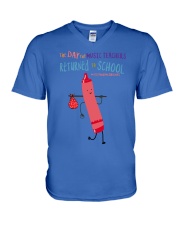 Music Teacher Crayon Pink V-Neck T-Shirt tile