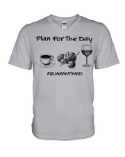 Quilting plan for today V-Neck T-Shirt tile