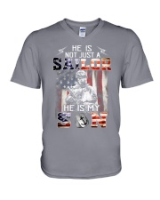 Nv Dad He is my son V-Neck T-Shirt tile