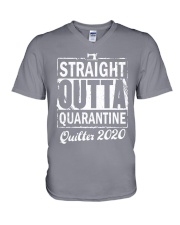 Quilting Straight outta quarantine V-Neck T-Shirt tile