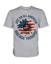 Just an all American Massage Therapist V-Neck T-Shirt tile