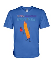 School Counselor Crayon Orange V-Neck T-Shirt tile