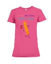 Music Teacher Crayon Orange Premium Fit Ladies Tee tile