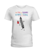 Teacher Crayon Black Ladies T-Shirt tile