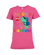 Back to school Roaring into Kindergaten Premium Fit Ladies Tee tile
