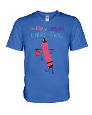 Librarian Crayon Red V-Neck T-Shirt tile