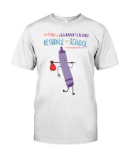 Geography Teacher Crayon Purple Classic T-Shirt front