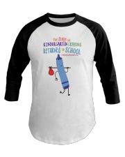 Kindergarten Crayon Blue Baseball Tee tile