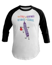 Secretary Crayon Purple Baseball Tee tile