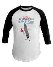 1st Grade Crayon Black Baseball Tee tile