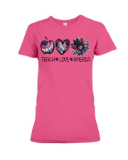 Teach Love America Red-White-Blue Tie Dye Premium Fit Ladies Tee tile