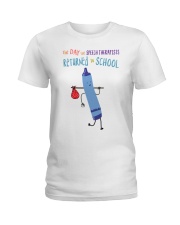 Speech Therapists Crayon Blue Ladies T-Shirt tile
