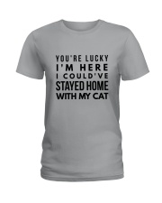 COULD STAY WITH MY CAT Ladies T-Shirt thumbnail