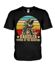 Dadzilla Father Of The Monsters Retro Vintage V-Neck T-Shirt thumbnail