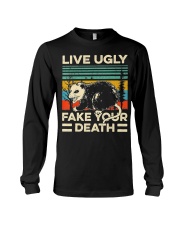 Live Ugly Fake Your Death Retro Vintage Opossum Long Sleeve Tee thumbnail