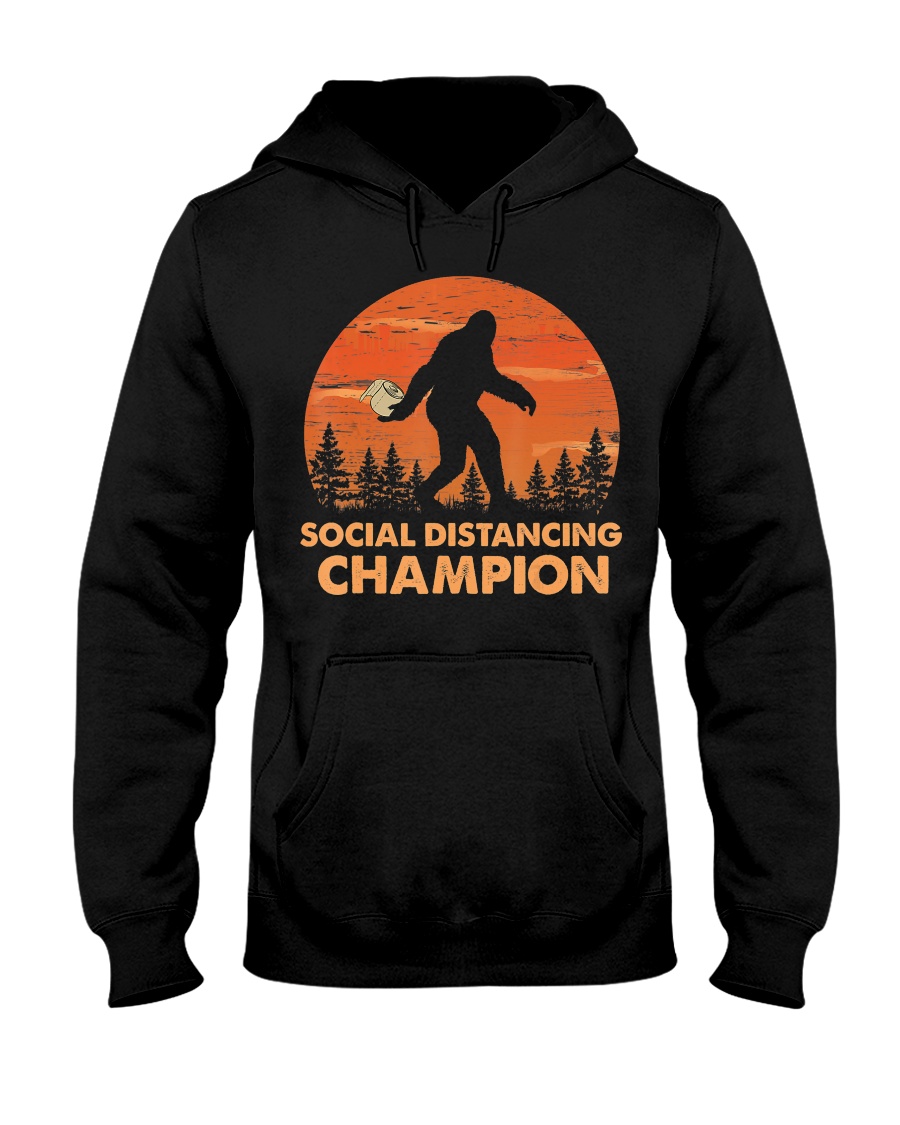 Social Distancing Champion Funny Bigfoot Toilet Hooded Sweatshirt