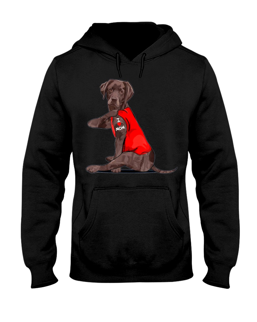 Chocolate Lab Labrador Mom Tattoo Funny Mama Hooded Sweatshirt