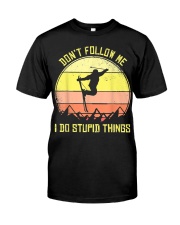 Skiing Don't Follow Me I Do Stupid Things Ski Premium Fit Mens Tee thumbnail