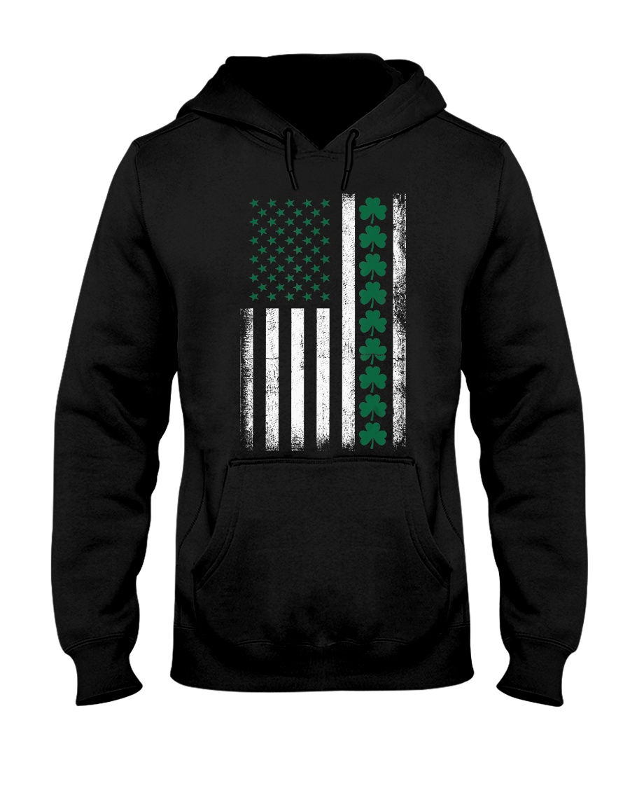 St Patrick's Day IRISH AMERICAN FLAG Vintage Hooded Sweatshirt