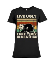 Live Ugly Fake Your Death Opossum Funny Ugly Cat Premium Fit Ladies Tee thumbnail